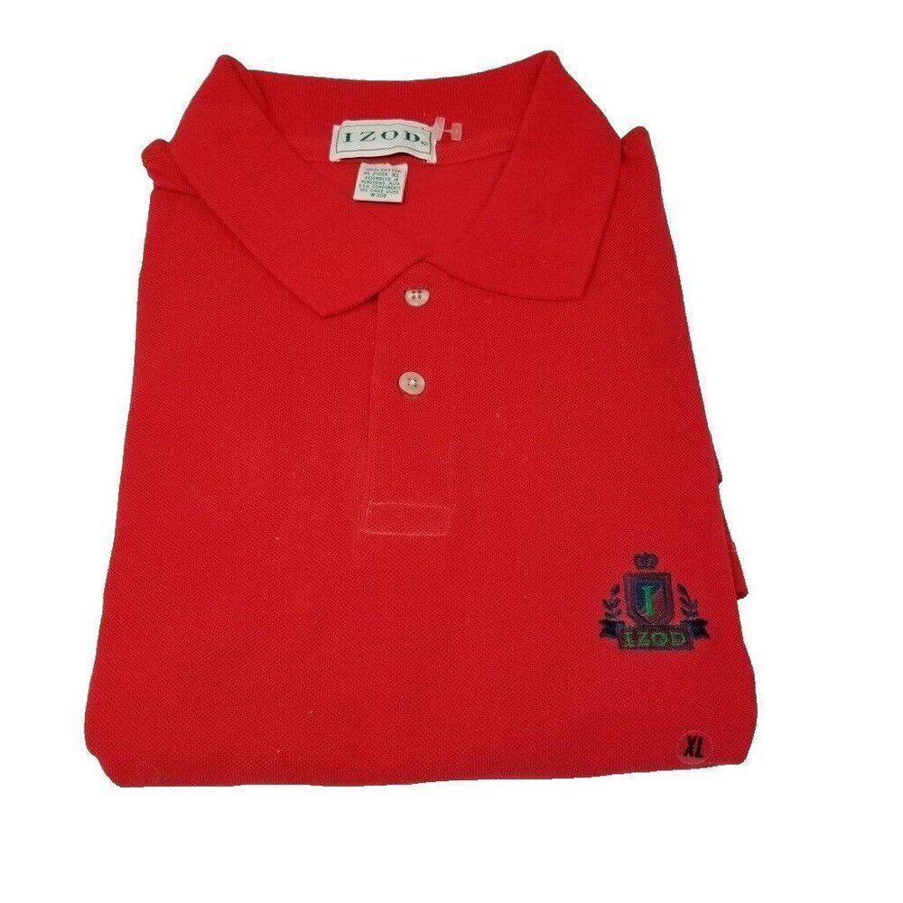 Vintage 90s IZOD Mens Polo Shirt Size XL Red Short Sleeve New